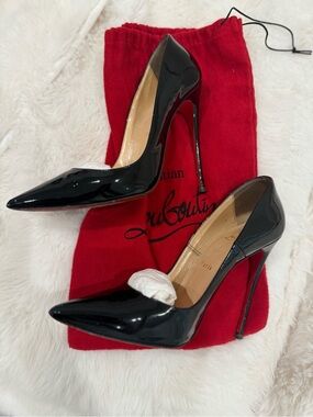 Christian Louboutin Black Patent Pointed-Toe Stiletto Pumps